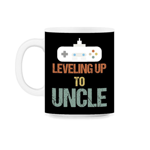 Funny Leveling Up To Uncle Gamer Vintage Retro Gaming print 11oz Mug - Black on White