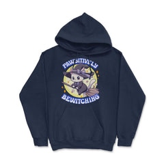 Pawsitively Bewitching Cat Witch Design graphic - Hoodie - Navy