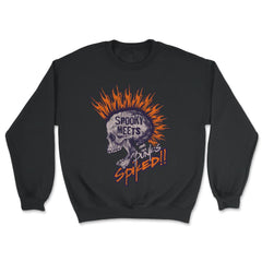 Spooky Meets Spiked Punk Skeleton with Fire Hair design - Unisex Sweatshirt - Black