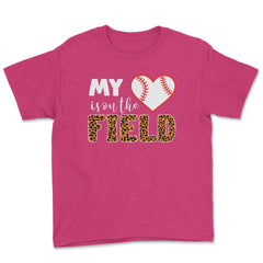 Funny Baseball My Heart Is On That Field Leopard Print Mom print - Heliconia