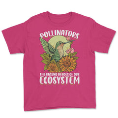 Pollinator Hummingbird & Flowers Cottage core Aesthetic design Youth - Heliconia