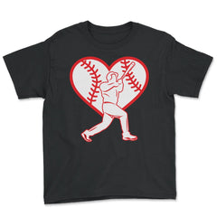 Baseball Heart Batter Baseball Lover Fan Coach Player product - Youth Tee - Black