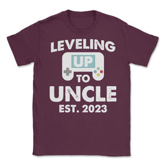 Funny Gamer Uncle Leveling Up To Uncle Est 2023 Gaming graphic Unisex - Maroon