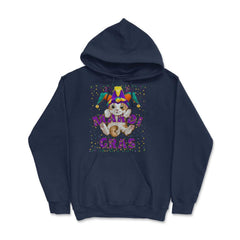 Mardi Gras Cat 2023 Cat Tuesday Cute Kitten with Jester Hat print - Hoodie - Navy