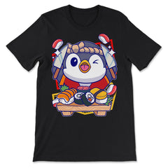 Penguin Sushi Chef Funny & Cute Penguin Chef & Sushi Board product - Premium Unisex T-Shirt - Black