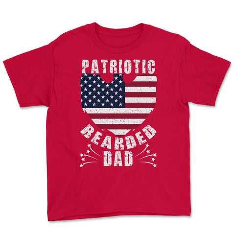 Patriotic Bearded Dad 4th of July Dad Patriotic Grunge design Youth - Red