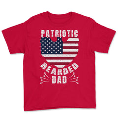 Patriotic Bearded Dad 4th of July Dad Patriotic Grunge design Youth - Red