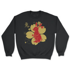 Chinese New Year of the Rabbit 2023 Symbol & Flowers product - Unisex Sweatshirt - Black