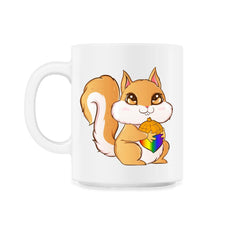 Gay Pride Kawaii Squirrel with Rainbow Nut Funny Gift design 11oz Mug - White