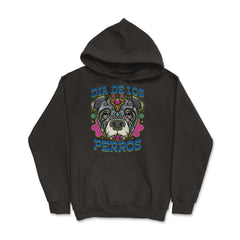 Dia De Los Perros Quote Sugar Skull Pitbull Dog Lover design - Hoodie - Black