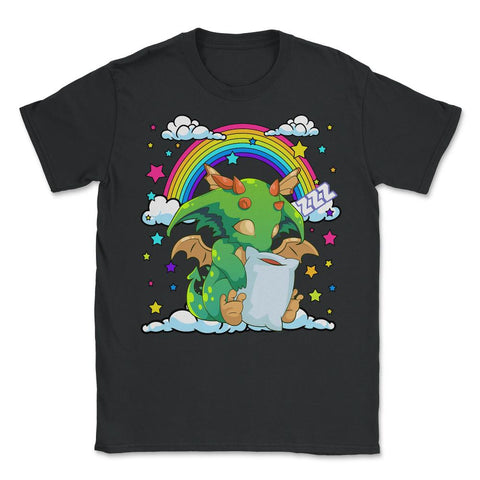 Baby Dragon Sleeping on a Cloud For Fantasy Fans design - Unisex T-Shirt - Black