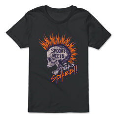 Spooky Meets Spiked Punk Skeleton with Fire Hair design - Premium Youth Tee - Black