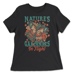 Pollinator Butterfly & Flowers Cottage core Aesthetic product - Women's Relaxed Tee - Black