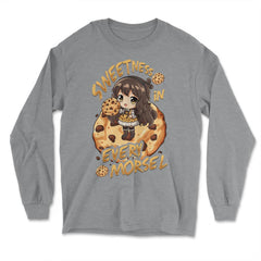 Anime Dessert Chibi with Chocolate Chips Cookies Graphic design - Long Sleeve T-Shirt - Grey Heather