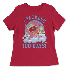 I Tackled 100 Days of School T-Rex Dinosaur Costume graphic - Women's Relaxed Tee - Red