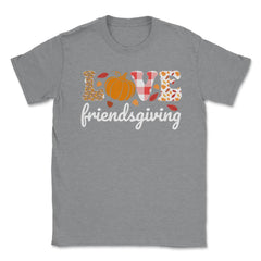 Love Friendsgiving Text with Pumpkin & Autumn Leaves graphic Unisex - Grey Heather