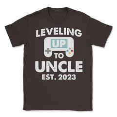 Funny Gamer Uncle Leveling Up To Uncle Est 2023 Gaming graphic Unisex - Brown
