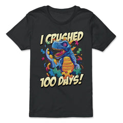 I Crushed 100 Days of School T-Rex Dinosaur Costume graphic - Premium Youth Tee - Black