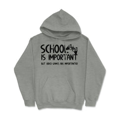 Funny School Is Important Video Games Importanter Gamer Gag product - Grey Heather