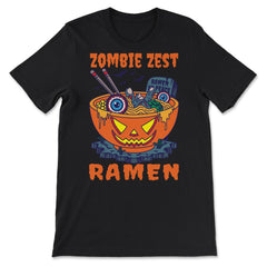 Zombie Zest Ramen Bowl Halloween Noodle Print product - Premium Unisex T-Shirt - Black