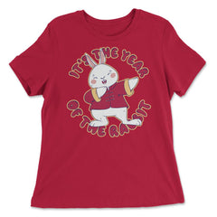 Chinese New Year of the Rabbit 2023 Dabbing Bunny design - Women's Relaxed Tee - Red