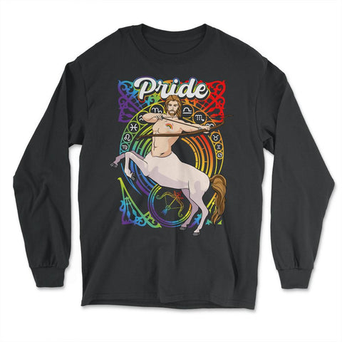 Gay Zodiac LGBTQ Zodiac Sign Sagittarius Rainbow Pride design - Long Sleeve T-Shirt - Black