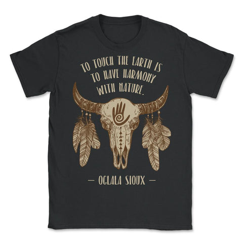 Cow Skull & Peacock Feathers Tribal Native Americans design - Unisex T-Shirt - Black