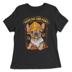 French Bulldog Construction Worker Hard Hat & Paws Frenchie design - Women's Relaxed Tee - Black