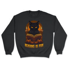Gothic Black Cat Reading Witchcraft Book Dark & Edgy product - Unisex Sweatshirt - Black