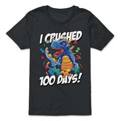I Crushed 100 Days of School T-Rex Dinosaur Costume print - Premium Youth Tee - Black