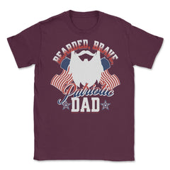 Bearded, Brave, Patriotic Dad 4th of July Independence Day product - Maroon