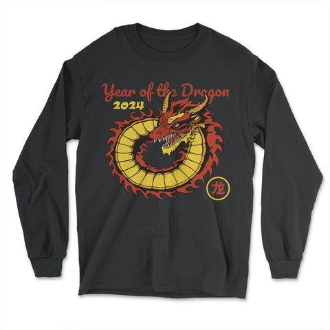 Chinese New Year 2024 Year of The Dragon Design graphic - Long Sleeve T-Shirt - Black