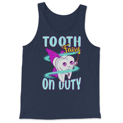 Tooth Fairy on Duty Funny Tooth with Magic Wand & Wings design - Tank Top - Navy