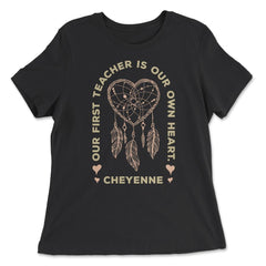 Peacock Feathers Dreamcatcher Heart Native Americans graphic - Women's Relaxed Tee - Black