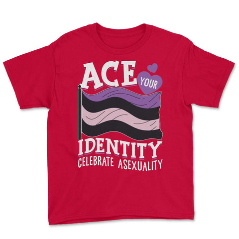 Asexual Ace Your Identity Celebrate Asexuality print Youth Tee - Red