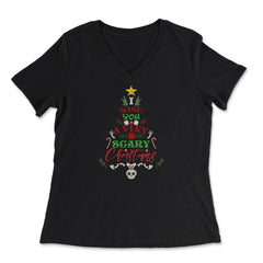 I Wish You a Very Scary Christmas Funny Kawaii Xmas Tree product - Women's V-Neck Tee - Black