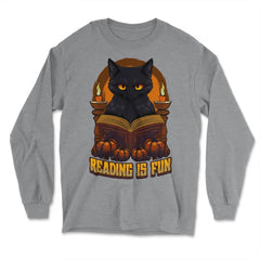 Gothic Black Cat Reading Witchcraft Book Dark & Edgy product - Long Sleeve T-Shirt - Grey Heather