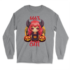 666% Cute Chibi Girl Devil Halloween product - Long Sleeve T-Shirt - Grey Heather