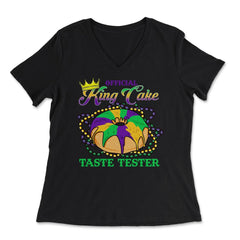 Mardi Gras Official King Cake Taste Tester Funny design - Women's V-Neck Tee - Black