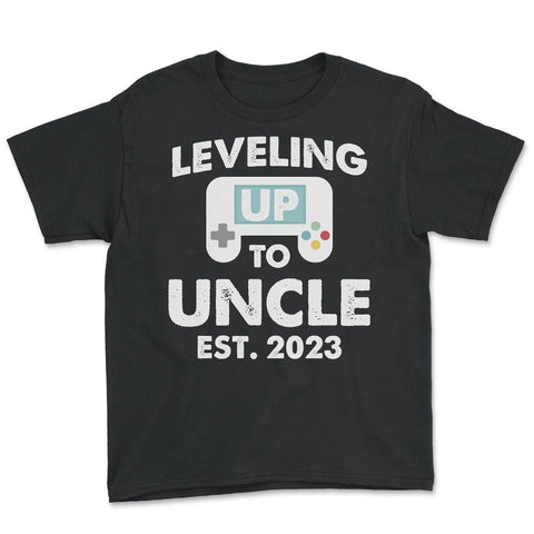 Funny Gamer Uncle Leveling Up To Uncle Est 2023 Gaming graphic Youth - Black