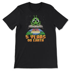 Science Birthday Alien UFO & Earth Science 5th Birthday design - Premium Unisex T-Shirt - Black