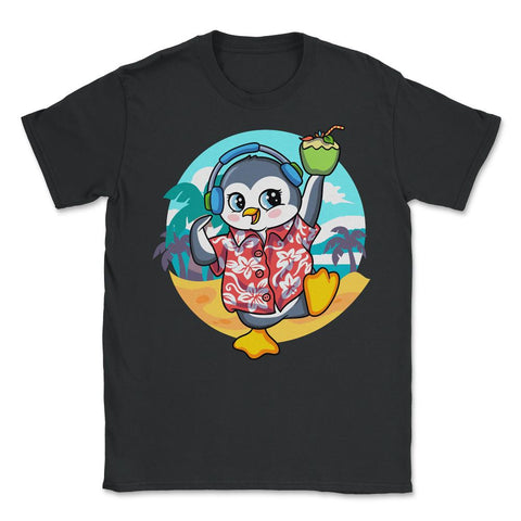 Tropical Penguin Funny & Cute Penguin on the Beach product - Unisex T-Shirt - Black