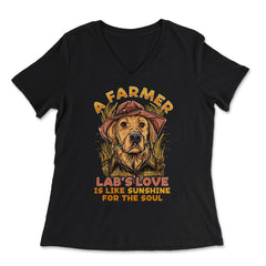 Labrador Farmer Lab’s Dog in Farmer Outfit Labrador product - Women's V-Neck Tee - Black