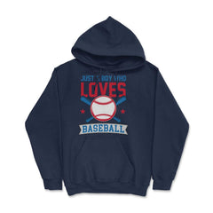 Funny Just A Boy Who Loves Baseball Pitcher Catcher Batter product - Hoodie - Navy