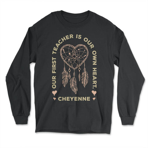 Peacock Feathers Dreamcatcher Heart Native Americans graphic - Long Sleeve T-Shirt - Black