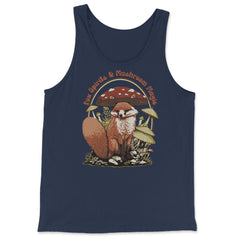 Cute Fox With Mushroom Hat Forest Adventure Design graphic - Tank Top - Navy