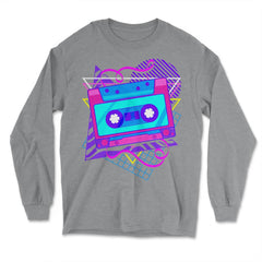 Synthwave Cassette Tape Retro Vaporwave Aesthetic design - Long Sleeve T-Shirt - Grey Heather