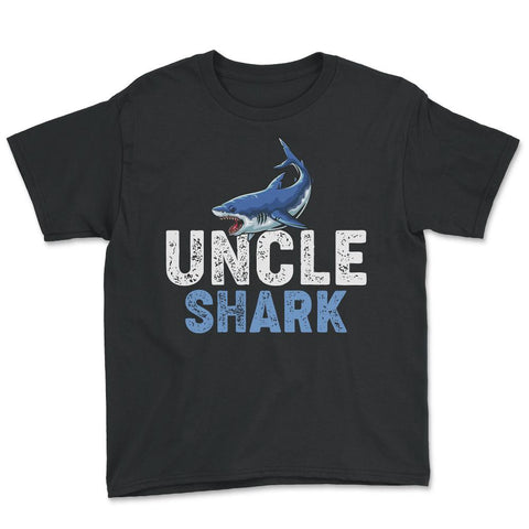 Funny Uncle Shark Cute Matching Birthday Shark Lover print Youth Tee - Black