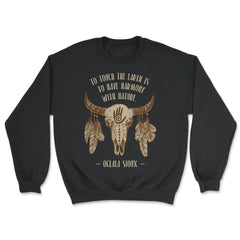 Cow Skull & Peacock Feathers Tribal Native Americans design - Unisex Sweatshirt - Black