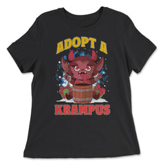 Adopt a Krampus Funny Christmas Devil Meme Krampus print - Women's Relaxed Tee - Black